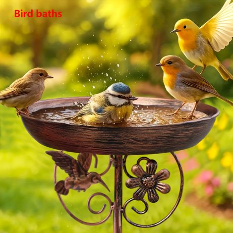 A Vintage Cast Iron Bird Feeder, Rustic-style Metal Bird Feeder and Water Feature, Outdoor Garden Decoration (1/5)