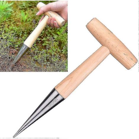 Arracher à truies en acier inoxydable de 28 cm (11 po), outil de jardin durable et résistant, manche en bois de 11,5 cm (4,5 po). (1/3)