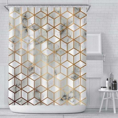 Rideau de Douche Anti Moisissure en Tissu Polyester, Original Rideau de Bain Impermeable Lavable en Machine, avec 12 Crochets pour Salle de Bains,180x180cm (1/4)