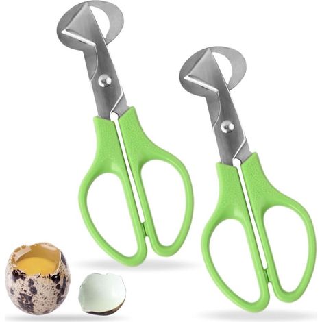 2 Pièces Ciseaux à Oeufs de Caille, Acier Inoxydable Caille Ciseaux, Caille Coque Oeufs Coupe-Coquille d'oeuf Petit Caille Oeuf Ciseaux pour la Maison, la Cuisine, le Restaurant(Vert)