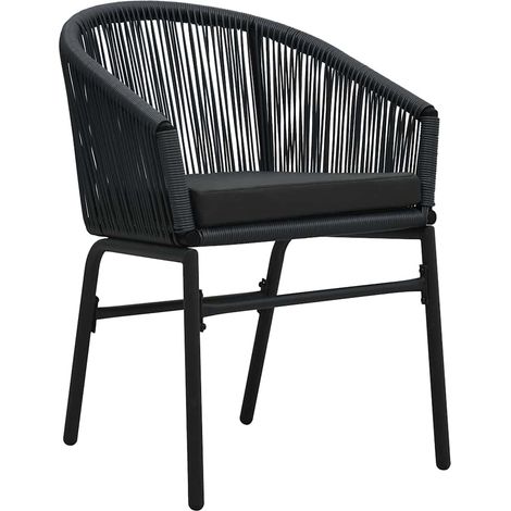 Lot de 2 Chaises de jardin et de camping, Chaises de relaxation, Noir Rotin PVC OIB9224E (1/5)