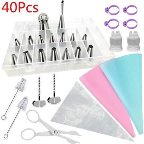 Douilles Pâtisserie Poche Douilles Silicone, DIY Kits Pour Décoration De Gâteaux, Decoration Et Glacage De Gateaux comme indiqué (1/4)