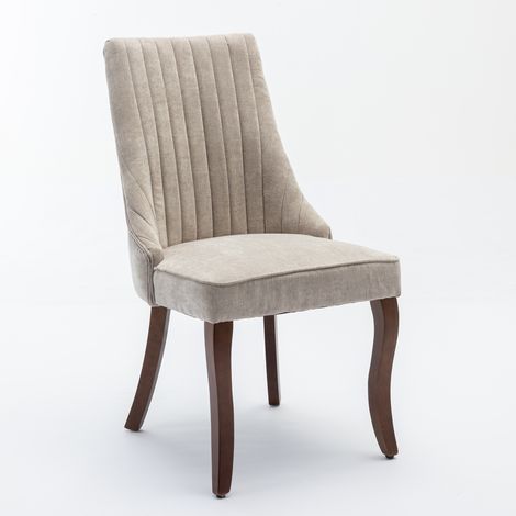Set di 2 Sedie da Pranzo, Design Accogliente, Portata 150 kg, Gambe con Regolazione, Ciniglia, Beige, per Appartamento