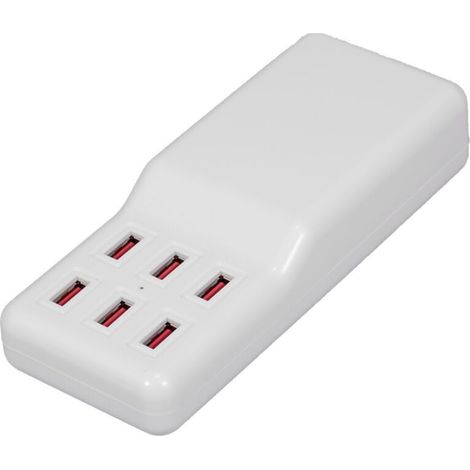 Multifonctionnel Dock De Charge De Telephone Avec 6 Ports Usb Chargeur Apple Telephone Android Ipad Appareil Photo Numerique Dock De Charge Pour Home Office Eu Plug, Blanc, Prise Ue