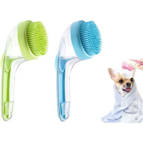 Bubble Brush for Dogs and Cats with Shampoo Dispenser  Soft Silicone Shampoo Brush  Paw Washer, Massage for Short and Long Hair (2 Pieces) (1/5)