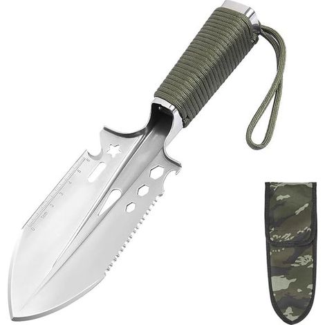 Mini pala da campeggio, pala militare portatile, pala di sopravvivenza 8 in 1 con impugnatura antiscivolo per escursionismo e giardinaggio (1/5)