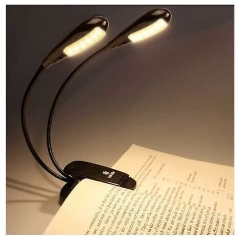 Wiederaufladbare Lese-/Musikständerlampe mit 12 LEDs, Klemmleuchte zum Lesen am Bett, doppelter Augenschutz (1/4)