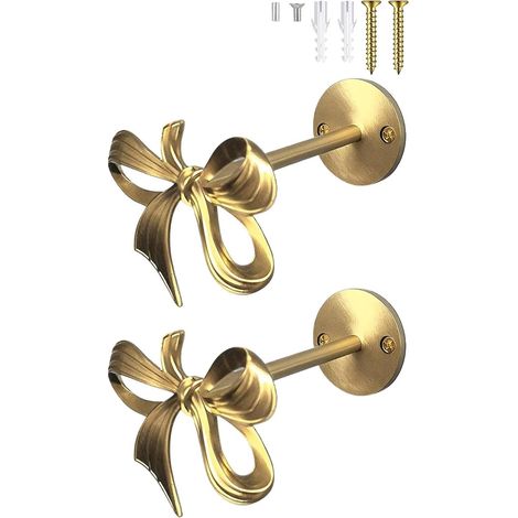 Lot de 2 supports rideaux en forme nœud papillon, crochets muraux pour (1/5)