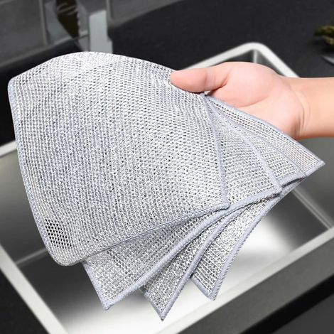 Chiffons de nettoyage pour fils métalliques (10 pièces) - Tampons à récurer extra résistants - Éponges à récurer pour la cuisine - Tampons à récurer - Chiffons de nettoyage (1/5)