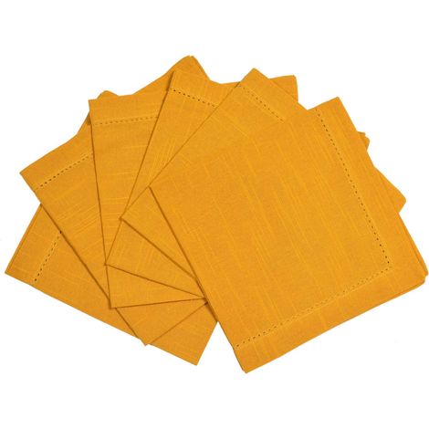 Serviette de Table en Coton 6-Pièce Set, Solide Ocre (1/5)