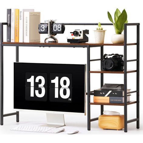 VEVOR Estantería de Escritorio 4 Niveles Organizador de Mesa para Ordenador, Almacenamiento para Oficina Estudio Cocina, Marco de Metal y Madera, Almohadilla Antideslizante, para Computadora, Negro (1/5)
