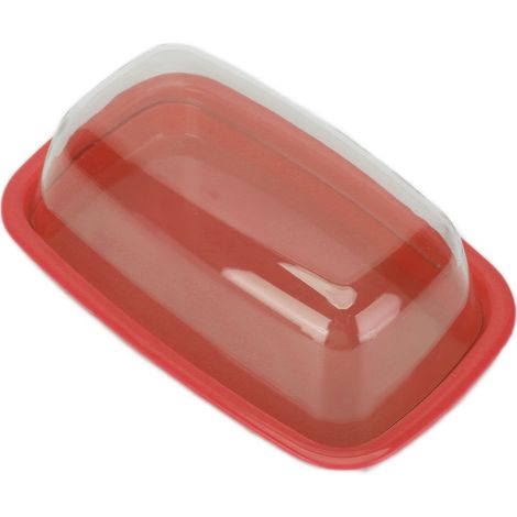 Boîte à beurre incurvée avec couvercle, plateau à fromage, ustensile de cuisine rouge (1/5)