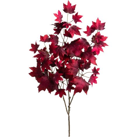 Ramo decorativo a forma di Acero effetto velluto, color rosso scuro da 100 cm (1/4)