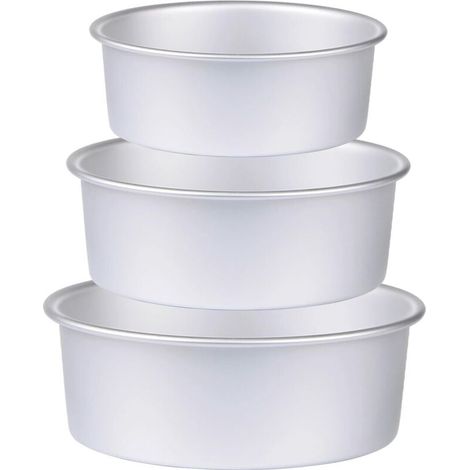 Ensemble de 3 moules à gâteaux ronds (15 cm / 20 cm / 25 cm), moules en aluminium multicouches, revêtement antiadhésif durable, cuisson uniforme, idéal pour la cuisine, les anniversaires, les mariages (1/4)