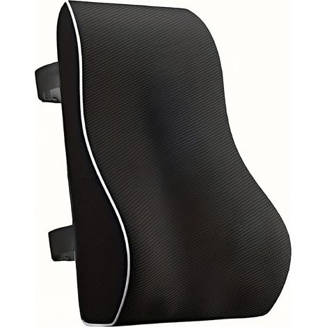 Coussin Lombaire Ergonomique en Mousse à Mémoire de Forme – Soutien Confortable pour Chaise de Bureau et Voiture, Noir (1/4)