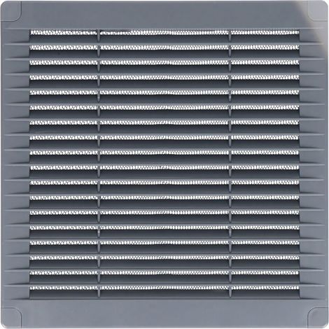 Griglia di ventilazione quadrata con tappi e zanzariera realizzata in ABS di colore grigio 15x15x0,7cm EDM