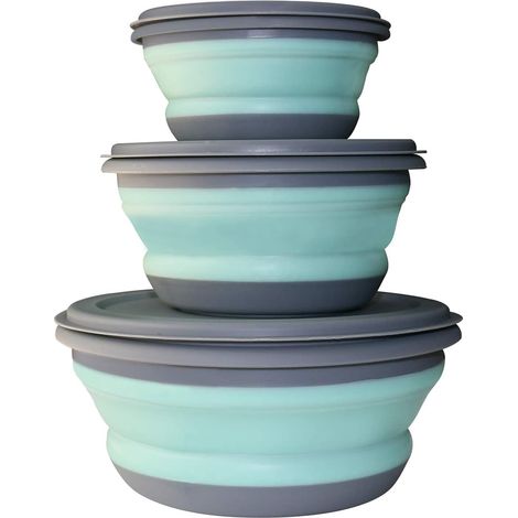 Bol Repliable En Silicone - Résistant À La Chaleur Jusqu'à 230 °C - Pour Aliments - Avec Couvercle Étanche - Lot De 3 (1/5)