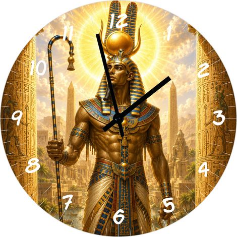 Horloge murale Égypte antique Amon-Rê en verre 29 cm (1/2)
