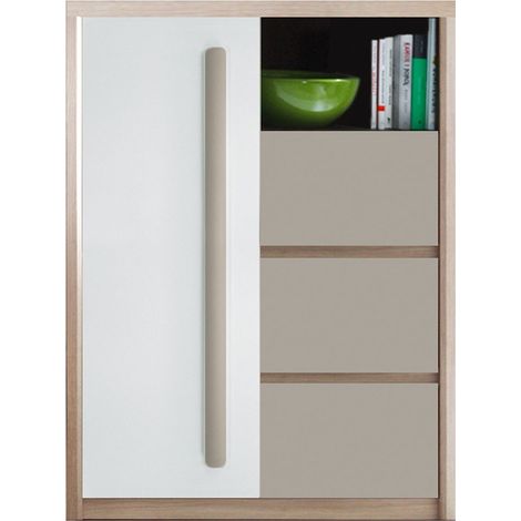 ROMA Buffet commode 3 tiroirs coulissants 1 porte battante 1 niche 90x117 cm (1/4)