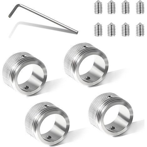 Lot de 4 adaptateurs de thermostat de radiateur RA/Rav/Ravl M30 × 1,5-304 en acier inoxydable – Design Snap-On de précision anti-fuite – Avec clé hexagonale (diamètre intérieur 22 mm) (1/5)