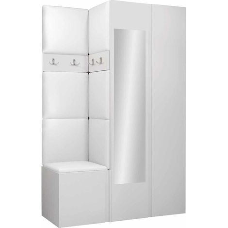 Conjunto para recibidor Pinis XXVI, Cuero ecológico Soft 017, 186x116x46cm, Espejo, Aglomerado laminado, Cuero ecológico, Colocada, Montada en la pared