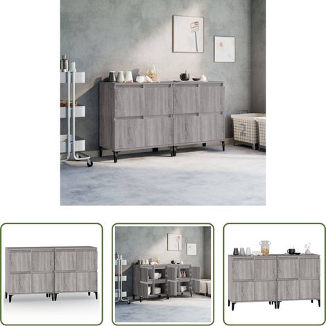 vidaXL Meuble buffet - Buffets 2 pcs sonoma gris 60x35x70 cm bois d'ingénierie (1/5)