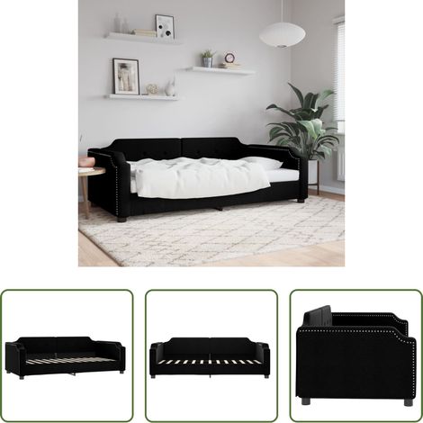 vidaXL Canapé nuit - Lit de repos sans matelas noir 80x200 cm tissu (1/5)