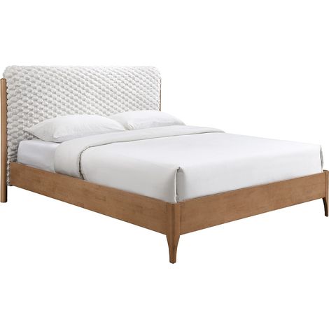 Letto 160 x 200 cm con testata in ecopelliccia Bianco e naturale – SERAVELA