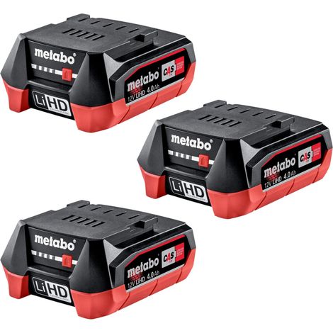 Set di batterie Metabo 3x LiHD 12 V 4,0 Ah / 4000 mAh Li-Ion con indicatore del livello di carica ( 3x 625349000 ) (1/3)