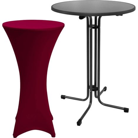Outdoor Stehtisch Sylt, klappbar, Ø70cm, Bordeaux, mit Husse