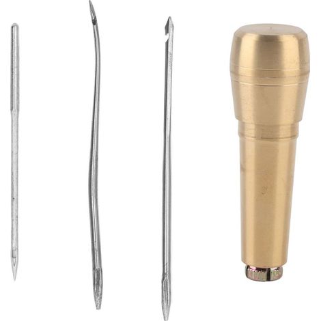 Kit d'outils d'aiguille de point de main de poinçon de couture en cuir réglé avec la poignée en laiton pour la réparation de chaussure faite à la main (1/5)