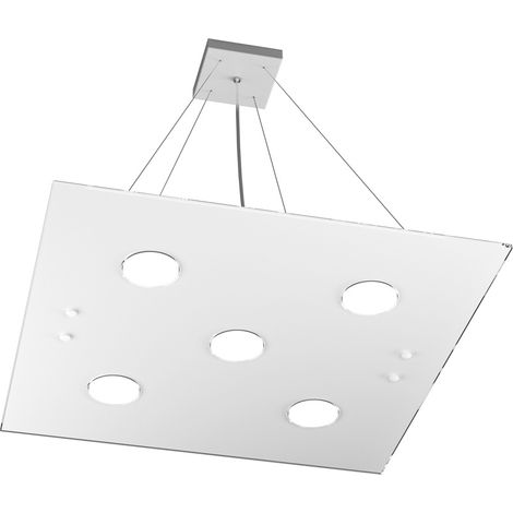 Sospensione Moderna Quadrata Path Vetro Bianco 5 Luci Gx53 (1/4)