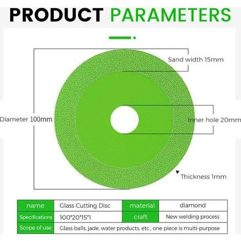 Disque à tronçonner diamanté 5 pièces 100 mm x 15 mm, disque à tronçonner le verre disque à tronçonn (1/4)