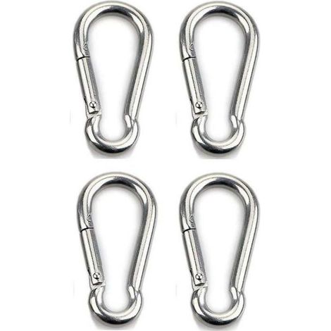Mousqueton - Acier Inoxydable 304 - 8 mm Épaisseur - Charge Maximale 200 kg - Pour Hamac Balançoire Camping Randonnée - Lot de 4