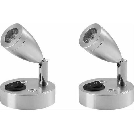Foco/luz de lectura LED C-12V, paquete de 2 para iluminación interior de caravanas, luz de lectura LED de 3W para caravanas (1/5)