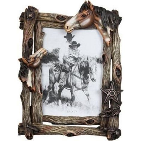 Cadre photo avec tête de cheval en matière synthétique