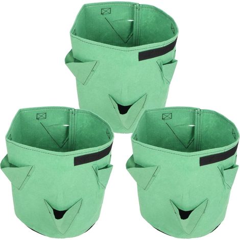 CSPARKV 3 bolsas de cultivo de fresas, bolsa de 6 agujeros para plantas, bolsa de plantación de fresas, bolsas de fieltro para cultivo de plantas de jardín, contenedor de fieltro para plantas para bal