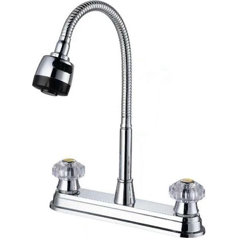 Küchenarmatur mit ausziehbarer Brause für Kalt- und Warmwasser, gebürsteter Edelstahl (1/5)