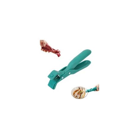 Pince de préhension multi-angle pour plaques de cuisson - Clip anti-brûlure - En silicone antidérapant et isolant thermique - Pour la vaisselle - Vert (1/5)