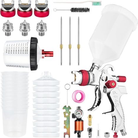 Ensemble de Pulvérisateur à Air HVLP avec Gobelet à Peinture Jetable 600 Cc, avec Compresseur D'Air, Séparateur Eau/, pour Meubles, Peinture DIY (1/5)