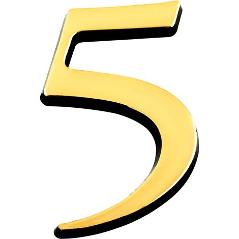 NOVAP Chiffre "5" adhésif plastique relief coloris or