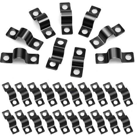 50 Pièces Colliers de Serrage Métallique 2 Trous Ø 6 mm Inox Collier de Fixation en U Pour Fixation de Tuyau Câble Tuyaux d'eau Installation (1/5)