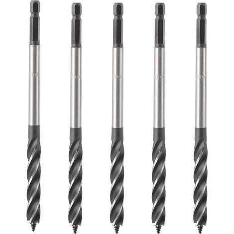 Lot de 5 forets à bois métal 10mm, mèche scie cloche 4 cannelures queue hexagonale, outil de coupe perforateur. (1/5)