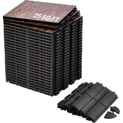 Dalles de Sol Emboîtables VEVOR Piste de Danse Portable 25 Dalles 315x315 mm 2,3 m² PP PVC Grain Bois Chêne (1/5)
