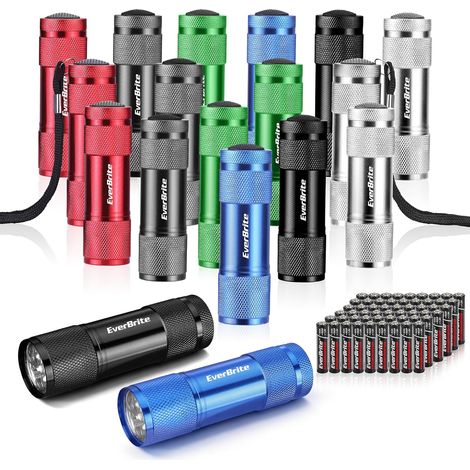 Mini Lampe de Poche LED en Aluminium18 Pièces, Lampe Torche Portable Idéal pour Camping Lecture Cyclisme Barbecue Fête Randonnée Voyage, 54 x AAA Piles Compris (1/5)