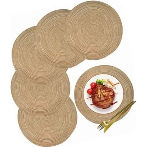 Tovagliette rotonde - QIILU - 30 cm - Antiscivolo - Termoisolanti - Confezione da 6 (1/4)