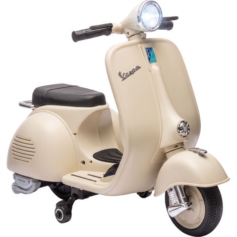 Moto électrique enfants - AIYAPLAY - VESPA sous licence - batterie rechargeable, démarrage progressif - PP - 81x37x 63cm - blanc (1/5)