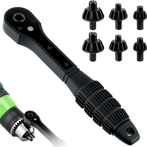 Mcbazel Clé de Mandrin 2-en-1 pour Perceuse, à Double Tête avec 6 Mandrins, Compatible avec la Plupart des Perceuses et Outils Électriques, Idéale pour Atelier, Bricolage, Véhicules et Particuliers (1/5)