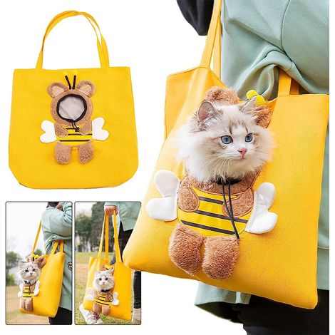 Sac de transport XXL pour chiens et chats, sac bandoulière pour chats, sac de transport sécurisé pour animaux de compagnie, sac portable pour petits animaux, convient aux petits chiens et chats (1/4)