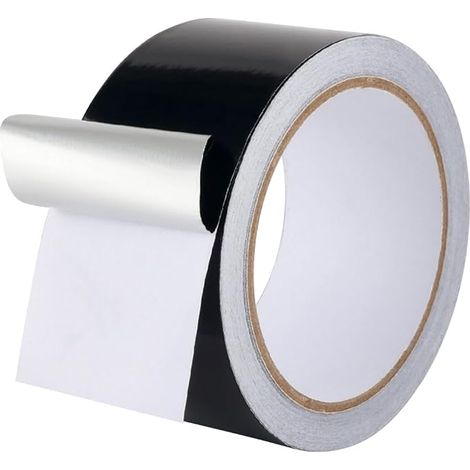 Ruban Adhésif en Aluminium Noir 20 m X 50mm Résistant aux Chocs et Imperméable pour Conduits D'Aération Isolation et Réparation de Conduits de Ventilation. (1/5)